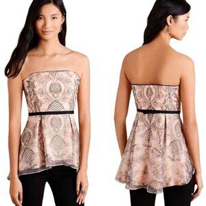 Moulinette Soeurs | Anthropologie Miette Embroidered Peplum Top Peach Pink | 4